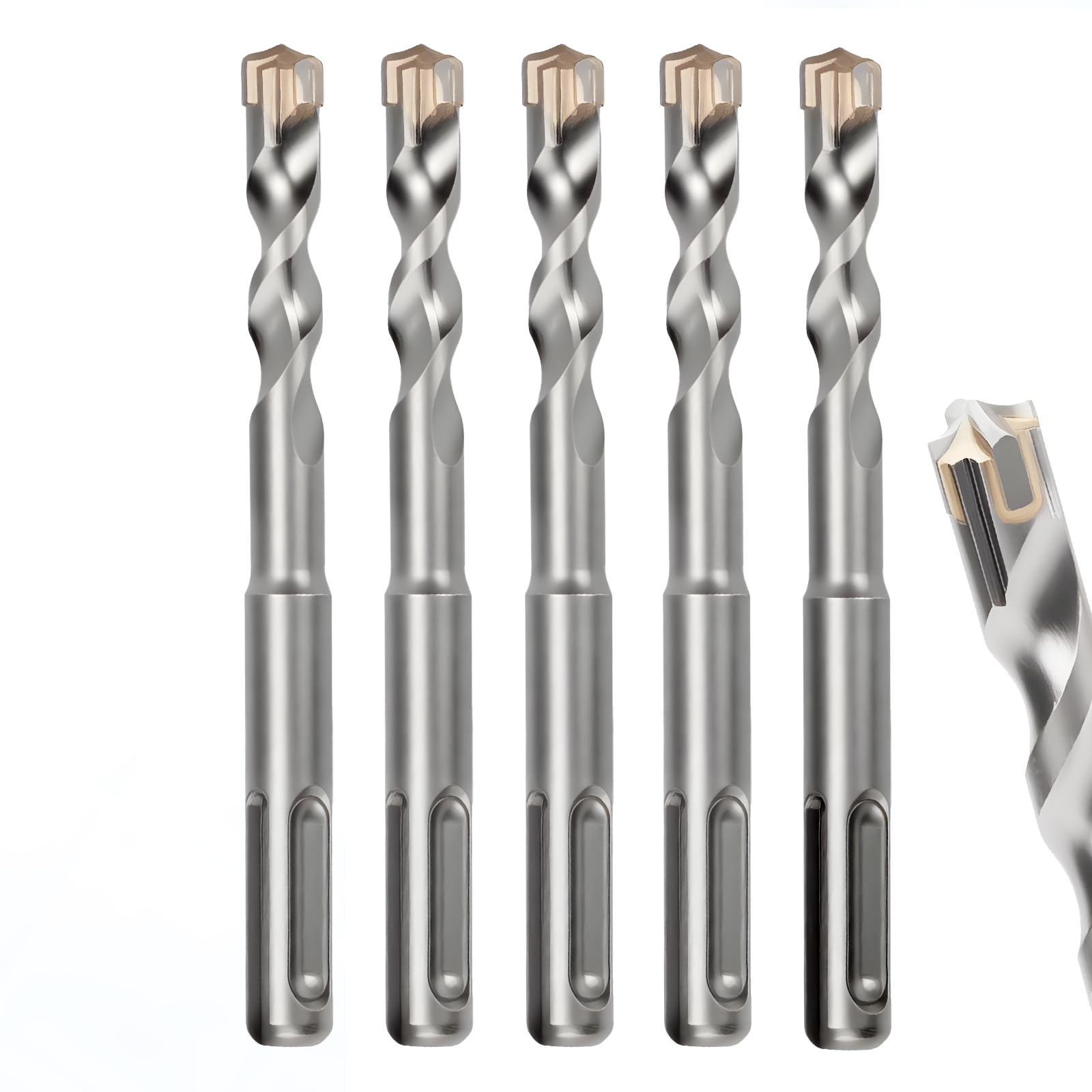 MOXPIFY 12mm Masonry Drill Bit 110mm Long, Hammer SDS Drill Bit for Reinforced Concrete, Brick Walls, SDS Plus Shank (12mm x 110mm x 5) — image 1