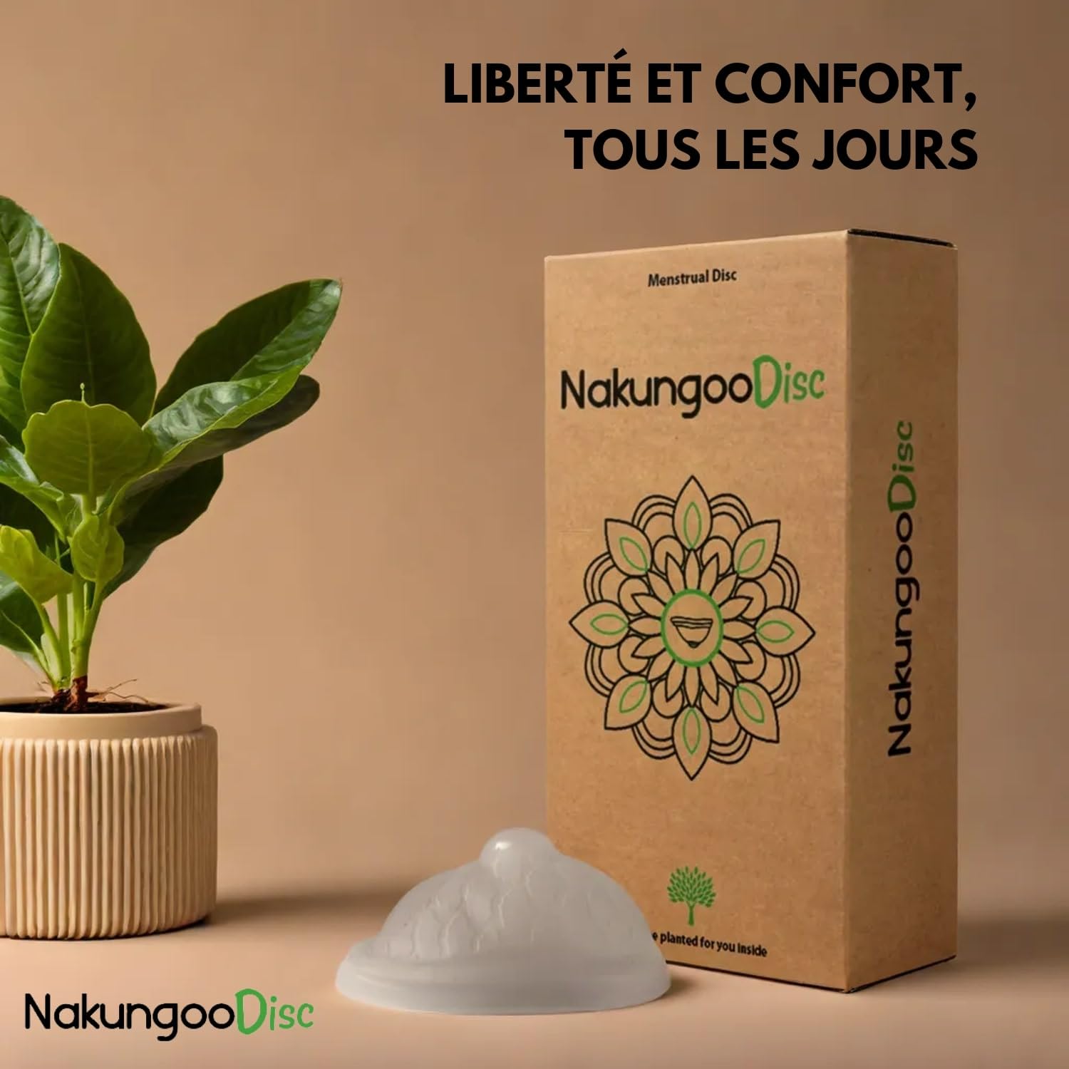 Nakungoo Disc Disque Menstruel Souple 100% Silicone Medical Certifié, Reutilisable, pour Rapports Sexuels | Kit 2 Tailles (S et L) pour Flux Abondant et Léger avec Stérilisateur et Accessoires