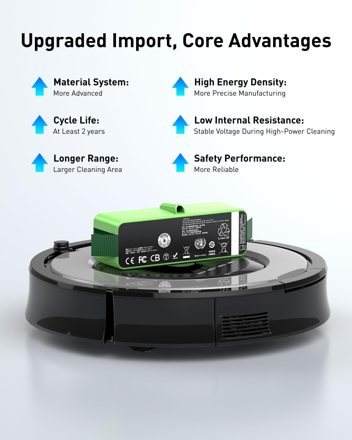 1800Li Replacement Battery for iRobot Roomba, Imported battery Replacement for Roomba 900 800 700 600 Series, for 960 965 970 980 981 801 805 850 860 877 890 891 895 780 790 614 615 640 665 670 675