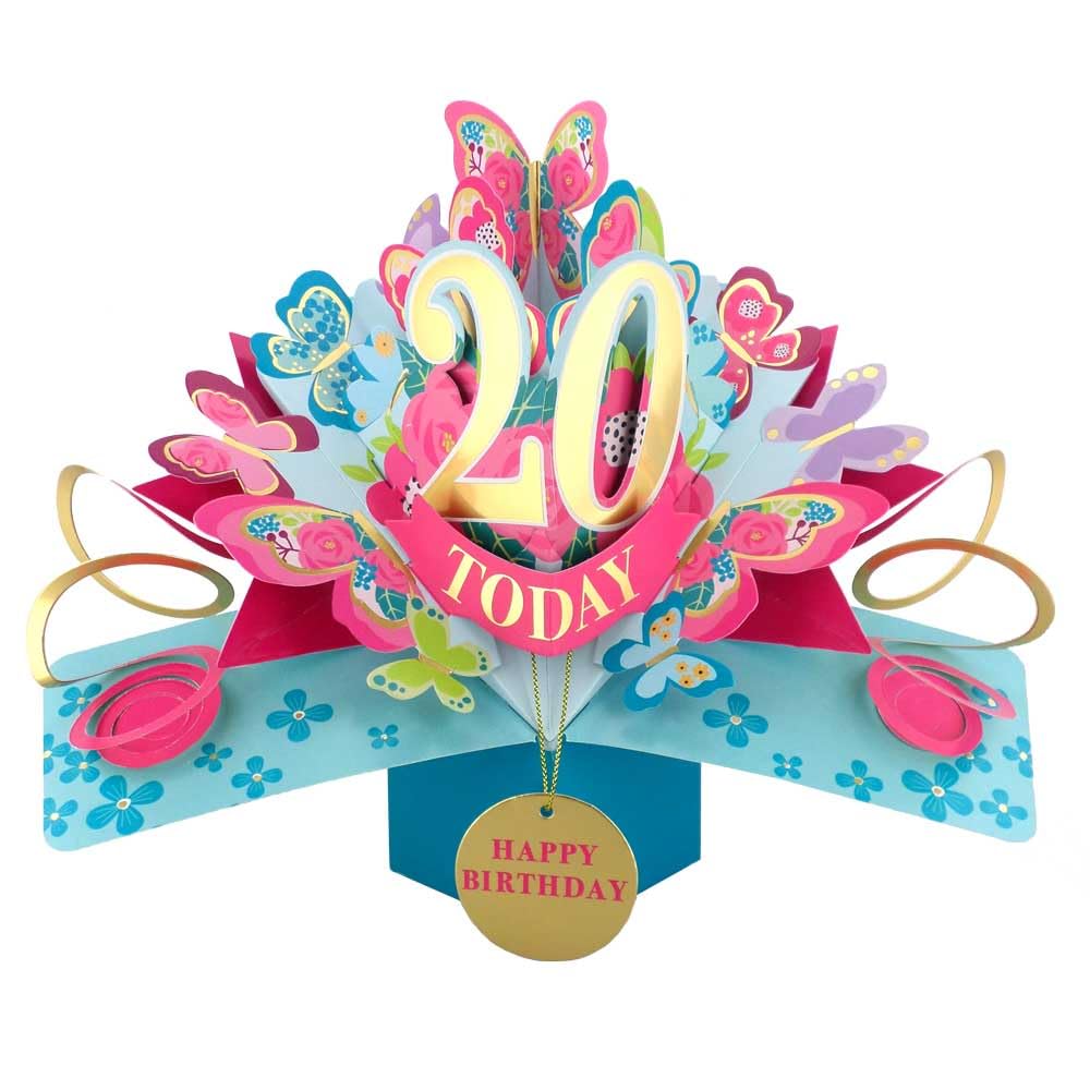 20 Today Happy 20th Birthday Pop-Up Greeting Card Love Kate's Pop Up Cards Her Design POP236MC20 — image 1