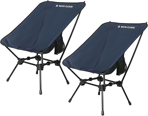 Miniatura 1 de ROCK CLOUD Paquete de 2 sillas de campamento compactas portátiles y ultraligeras para exteriores, tamaño grande para campamento, senderismo,