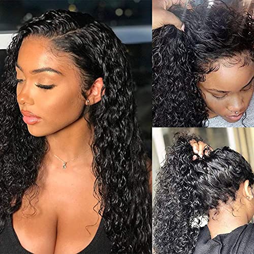 Glueless Wigs Human Hair Pre Plucked with Baby Hair 150% Density Water Wave 4x4 Lace Closure Wigs Human Hair Wigs For Black Women(16Inches))