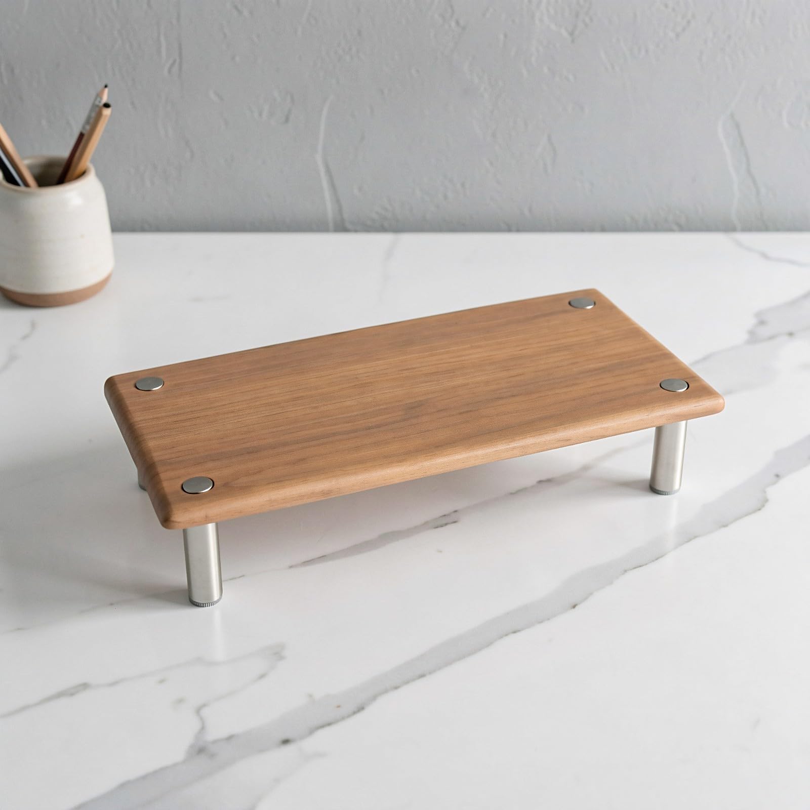 UKCOCO Soporte de madera para monitor, organizador de escritorio, base