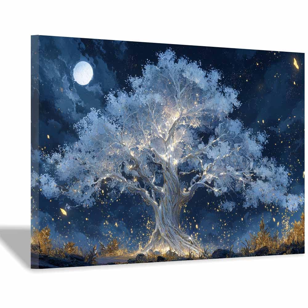 XENIOU Landscape Wall Art Starry Multicolor Tree canvas painting wall art, Living Room Bedroom Hallway Stairs Decoration.(Multicolor)-70x100cm Framed