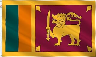 Sri Lanka Flag 3x5 Ft Outdoor Large, Moderate-Outdoor Both Sides Heavy Duty100D Polyester,Canvas Header and Double Stitched - Brass Grommets for Easy Display,Sri Lankan Flags