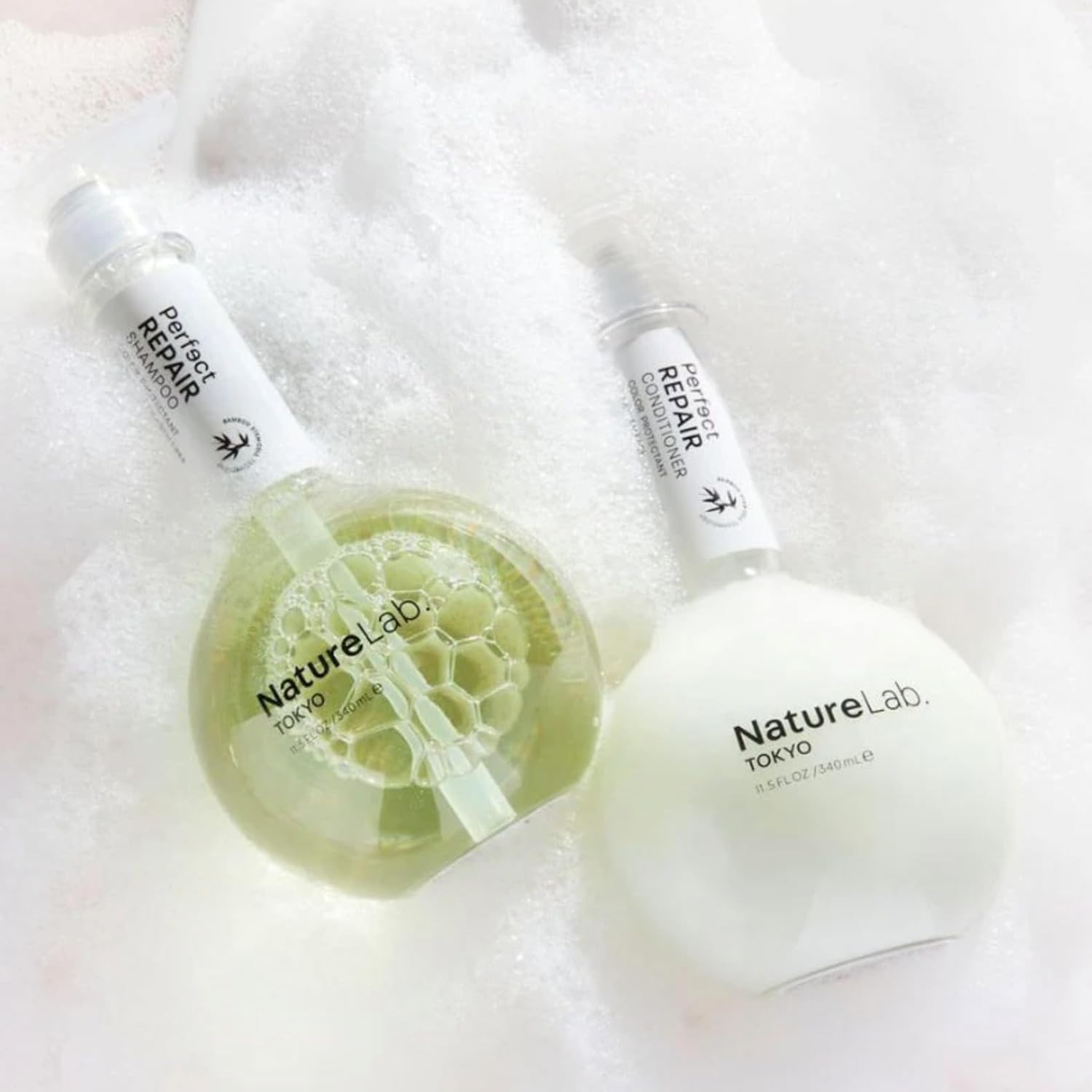 NatureLab.TOKYO Perfect Repair Shampoo & Conditioner Duo - Japanese Shampoo and Conditioner for Damaged, Color-Treated Hair - Penetrates Roots and Restores Strands - Japanese Hair Care - 11.5oz each