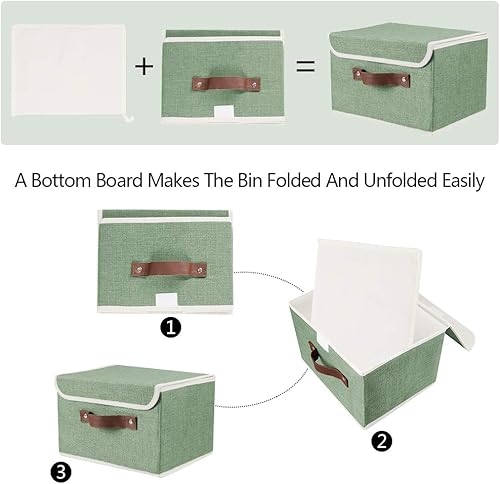 Miniatura 2 de Cajas de almacenamiento con tapas, paquete de 2 cajas de almacenamiento decorativas plegables de tela, cubos de almacenamiento con tapa para