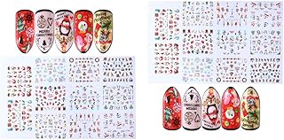 FRCOLOR 2 Folhas Adesivos de Unhas de Natal Floco de Neve Boneco de Neve Santa Unha Decalques Desenhos Animados Adesivos de Manicure de Natal para Mulheres Meninas Unha Arte Diy