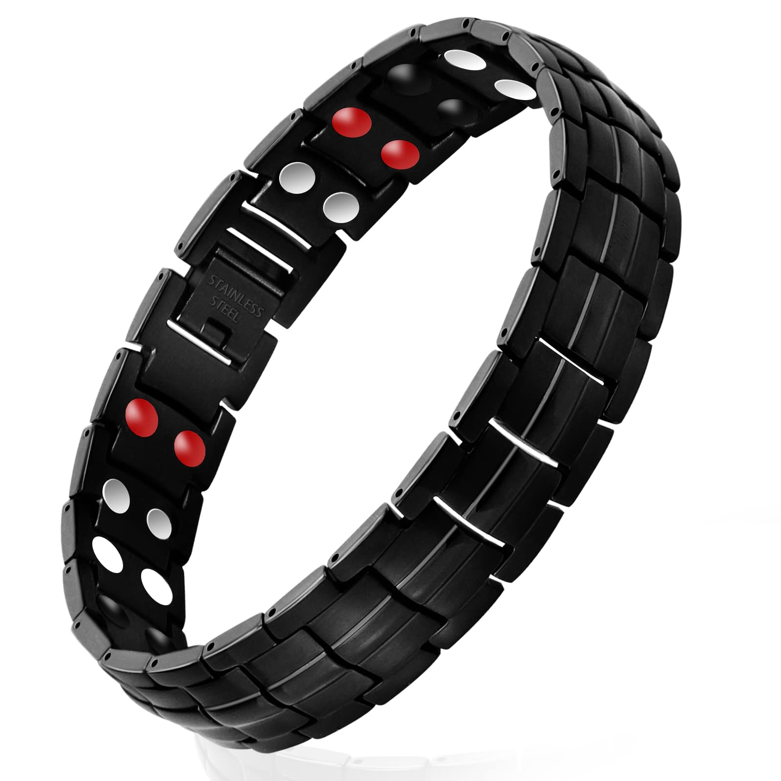 ReaowazoBracelet for Men Titanium Steel Bracelets Double Row 4 Elements Titanium Bracelets with Adjust Tool