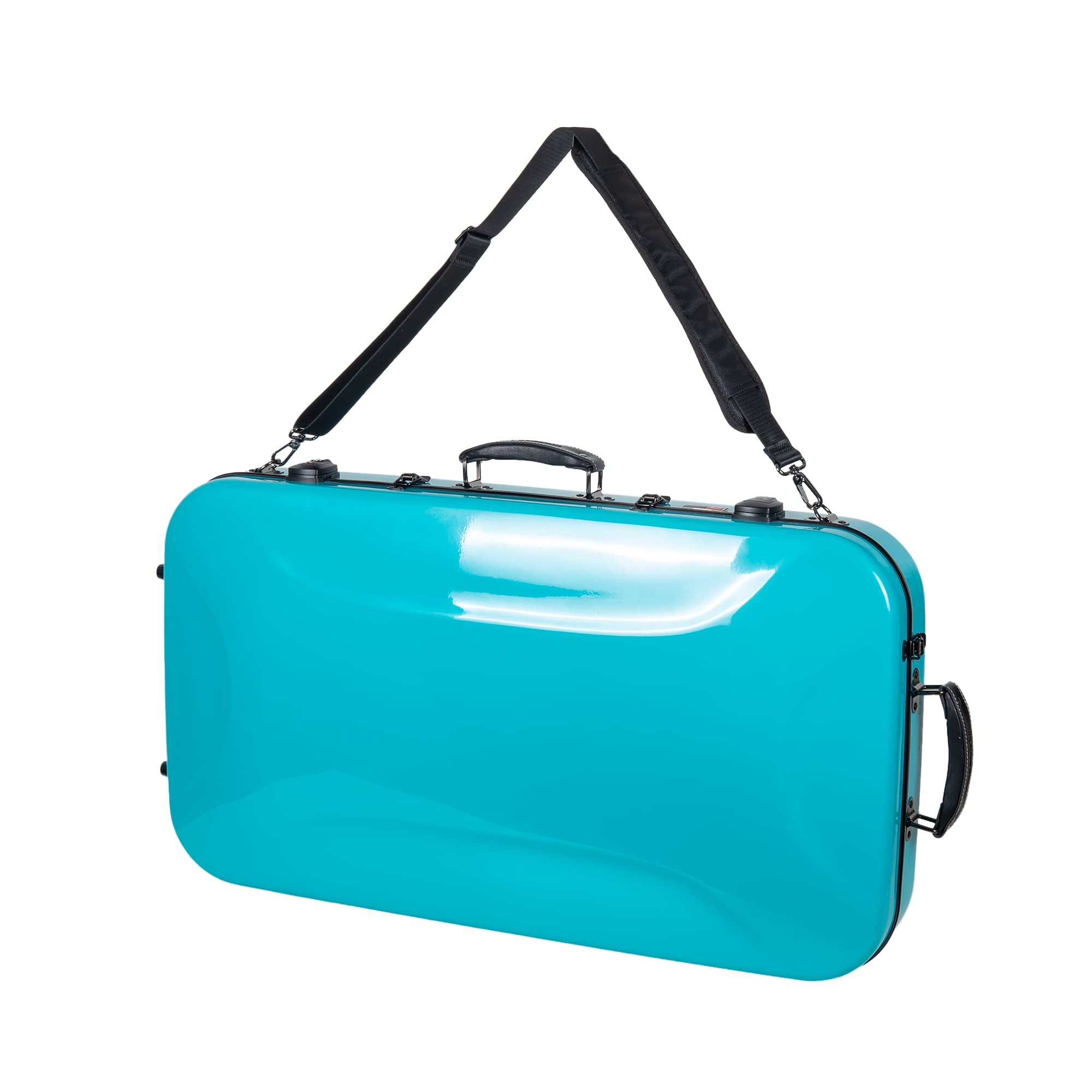 Crossrock Fiberglass Double Case-Fits Two 30'' Baritone Ukuleles, with Accessory Compartment, Backpack Straps, TSA Lock-Mint Blue (CRF2020DBUMB)