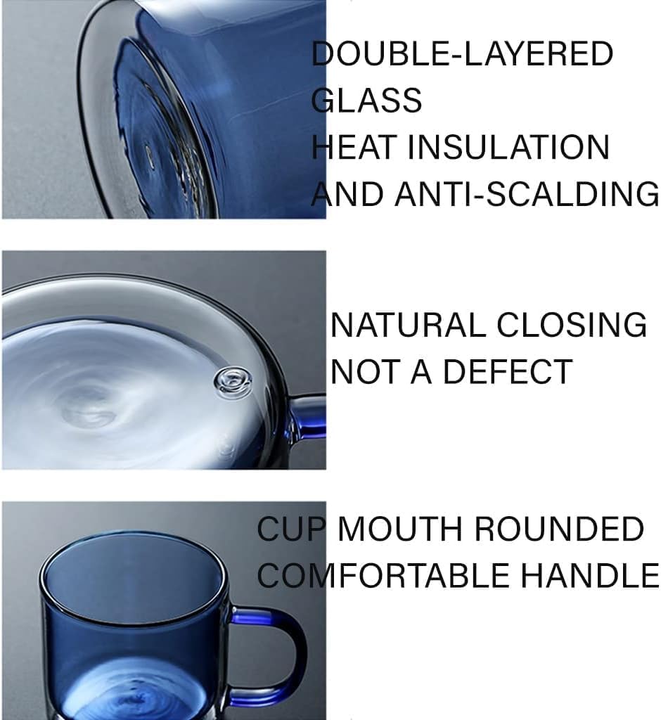 Doppelwandiges Kaffeetassen-Set Aus Glas Mit Henkel, Wiederverwendbare Isolierte Kaffeetasse, Farbige Becher, Weingläser, Glasgeschirr, Trinkgläser, Teetasse, Amber
