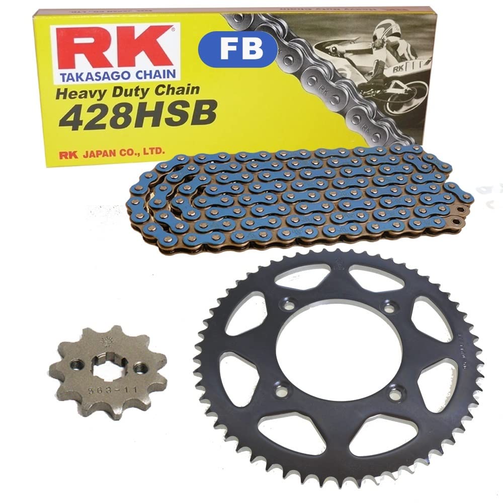 Kettensatz geeignet für Yamaha SR 125 96-02 Kette RK FB 428 HSB 120 offen BLAU 14/49