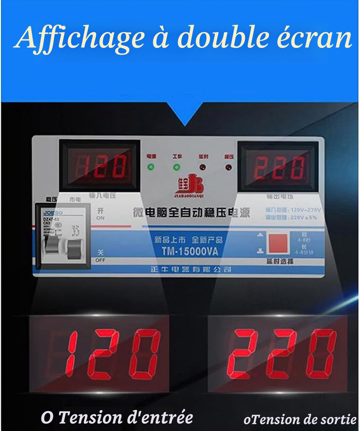 Régulateur de Tension Automatique 220V 15000VA Stabilisateur de Tension Ultra Basse pour la Maison Stabilisateur d'alimentation électrique
