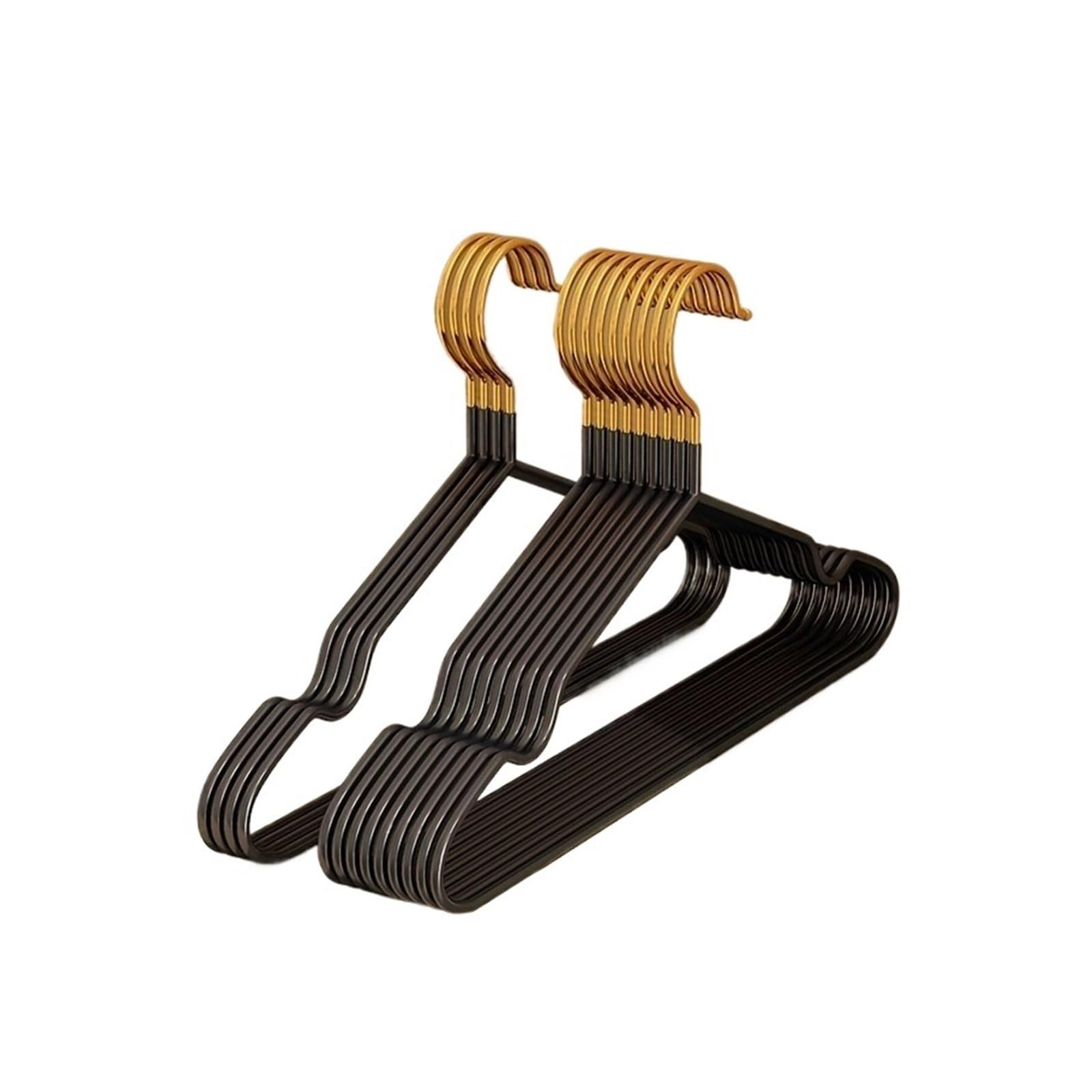 10Pcs Home Shirt Coat Hangers Stainless Steel Clothes Hanger with(10Pcs Black)