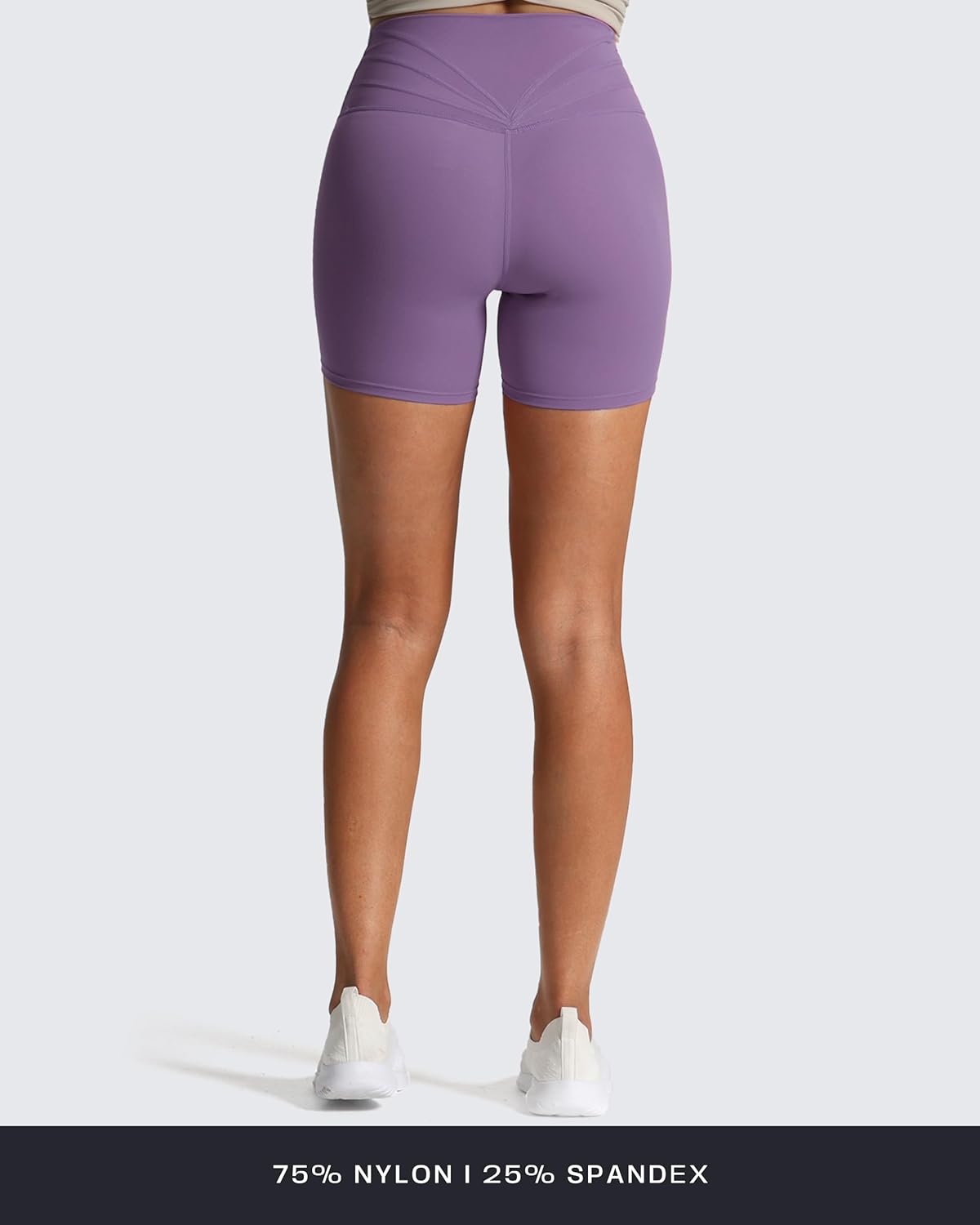 Aoxjox Trinity Workout Biker Shorts for Women Cross-Waist Crossover High Waisted Tummy Control Athletic Running Yoga Short 6" - Image 4