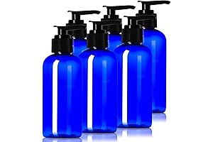 Cobalt Blue Empty Pump Bottles for Shampoo: Set of 6 BPA-Free 4oz...