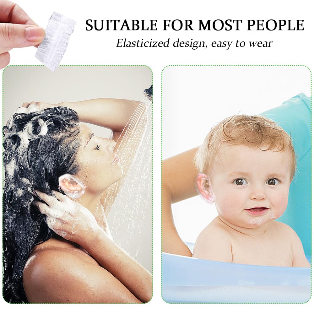 TRKETK 200 Pcs Disposable Ear Covers for Shower Waterproof Ear Covers Caps Bathing Ear Cover Caps Clear Disposable Ear Protectors Plastic Elastic Waterproof Ear Covers for Shower Spa Hotel Hair Salon - Image 4
