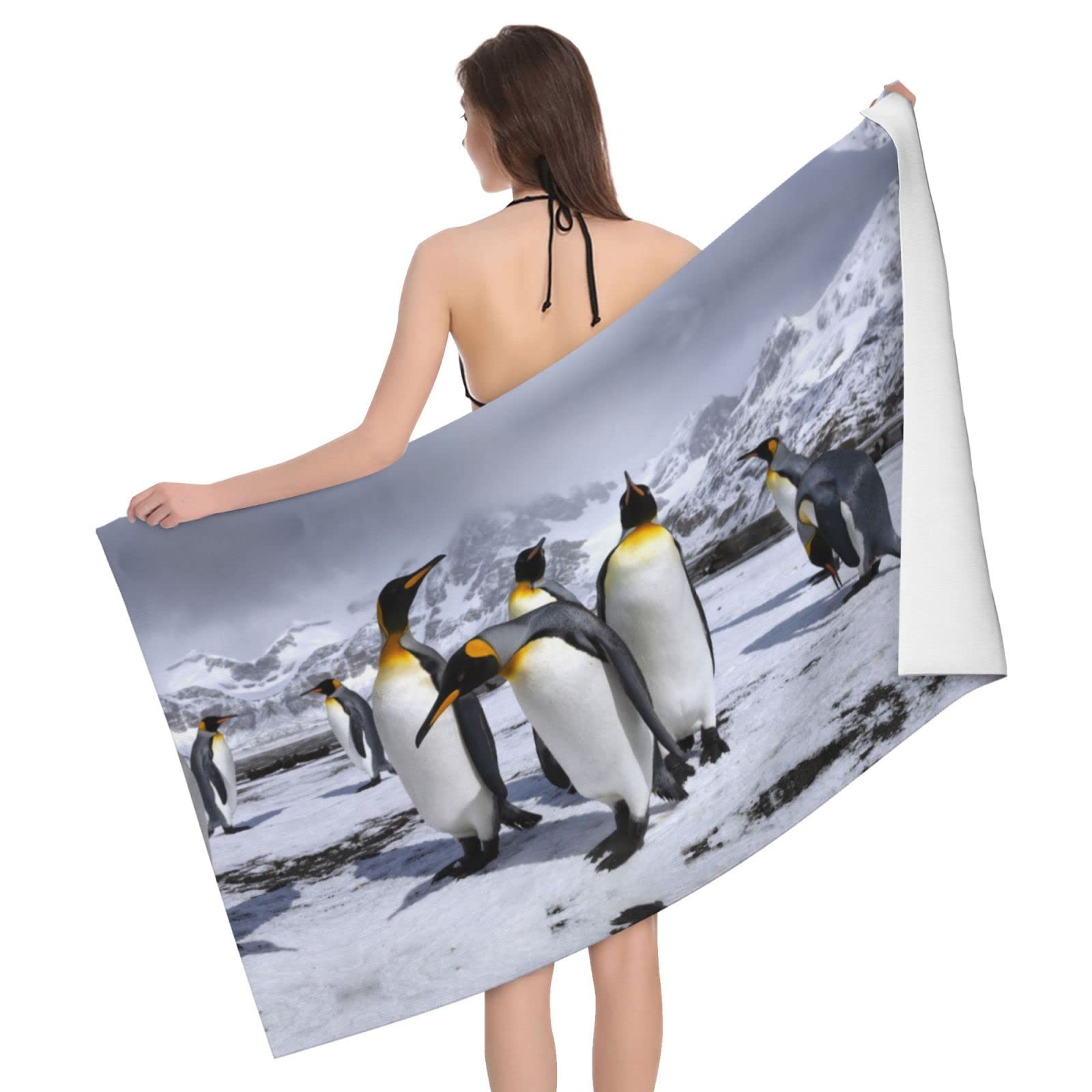 Arctic Animals Penguins Bath Towel Beach Towel, Large Soft Personalised Print Highly Microfibre Absorbent Bathroom Towels