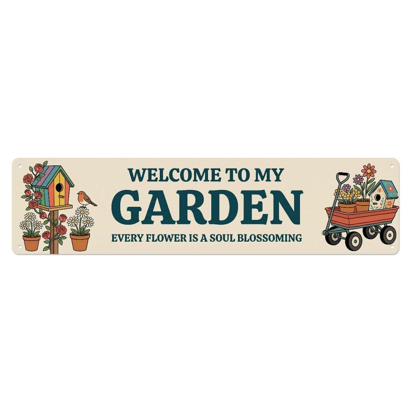 Metal Tin Sign Welcome To My Garden Vintage Floral