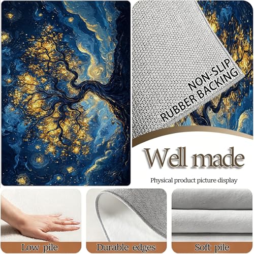 Tapis Arbre de la Vie 160x230 Peinture à l'Huile en Flanelle Premium