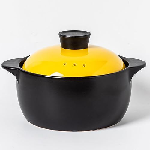 Aroplor Cacerola de arcilla de cerámica de alta calidad con tapa, resistente al calor, antiadherente, olla de sopa, utensilios de cocina, fácil de