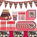 Ksopsdey 78 PCS Vaisselle de fête Super-héro, 78 pièces Party Supplies Kit Fournitures de Fête d'anniversaire Assiettes de Vaisselle pour Anniversaire d'enfants et Fêtes