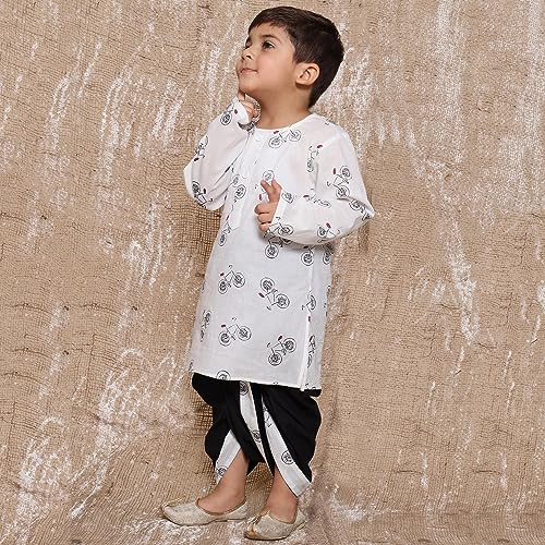 Image of AJ DEZINES Kids Ethnic Wear Pure Cotton Dhoti Kurta Set For Boys