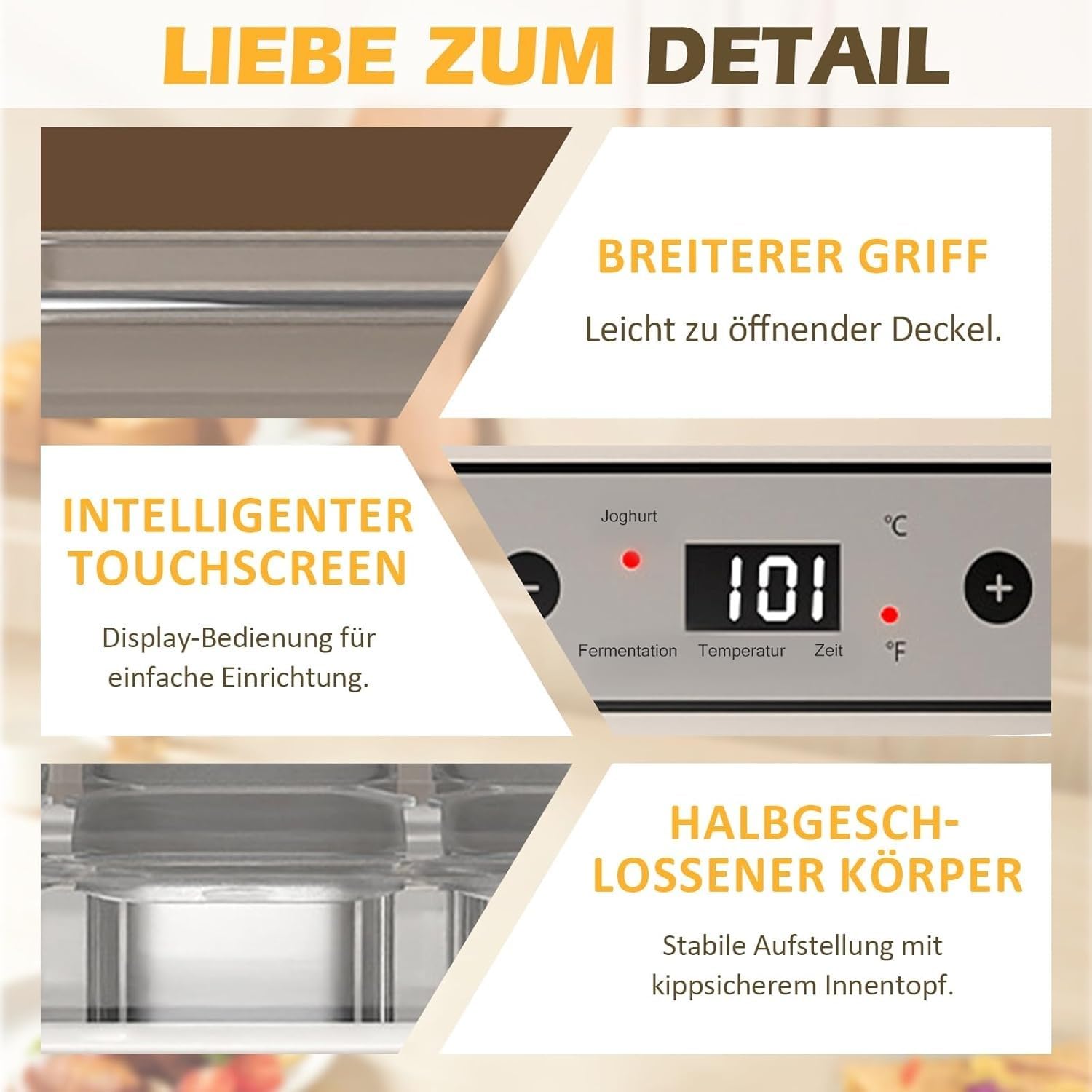 Yaourtière 1.5L Acier 6 Pots Minuterie Yaourtière 1.5L Acier