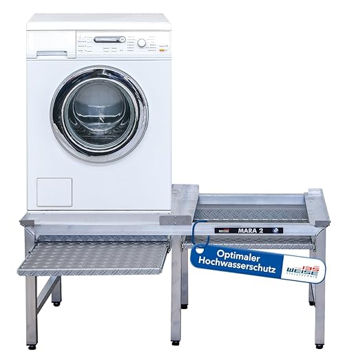 DAS Original Waschmaschinensockel Mara 2 Made in Germany 6 Beine 70 cm hoch 2 Auszüge Speziell auch für stark schwingende Maschinen extra verstärkte Alu-Ausführung, komplett vorgefertigt