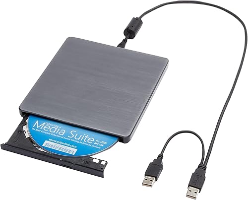 Tienda Basics Grabador externo Ultra HD Blu-ray 6X con CyberLink Media Suite, CD DVD BD DL BDXL Discos, 5.7 x 6.1 x 0.6 pulgadas