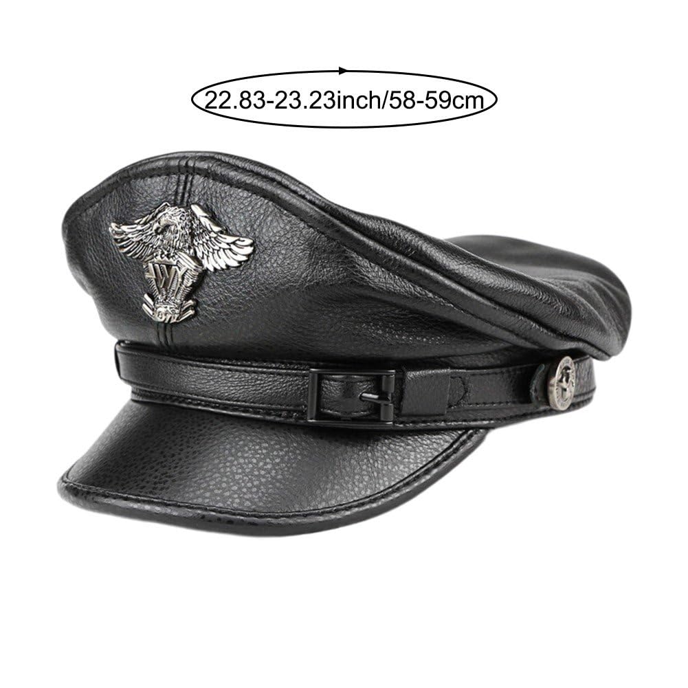 Leder-kapitänsmütze, Retro-militärmütze, Matrosen-flachmütze, Vintage-Newsboy-Kopfbedeckung Für Matrosen-kostüm-verkleidungsparty