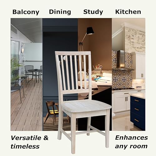 Miniatura 6 de Juego de 2 sillas laterales Mission de 39.2 pulgadas de alto, muebles de comedor de cocina de parawood macizo, sillas elegantes y cómodas para