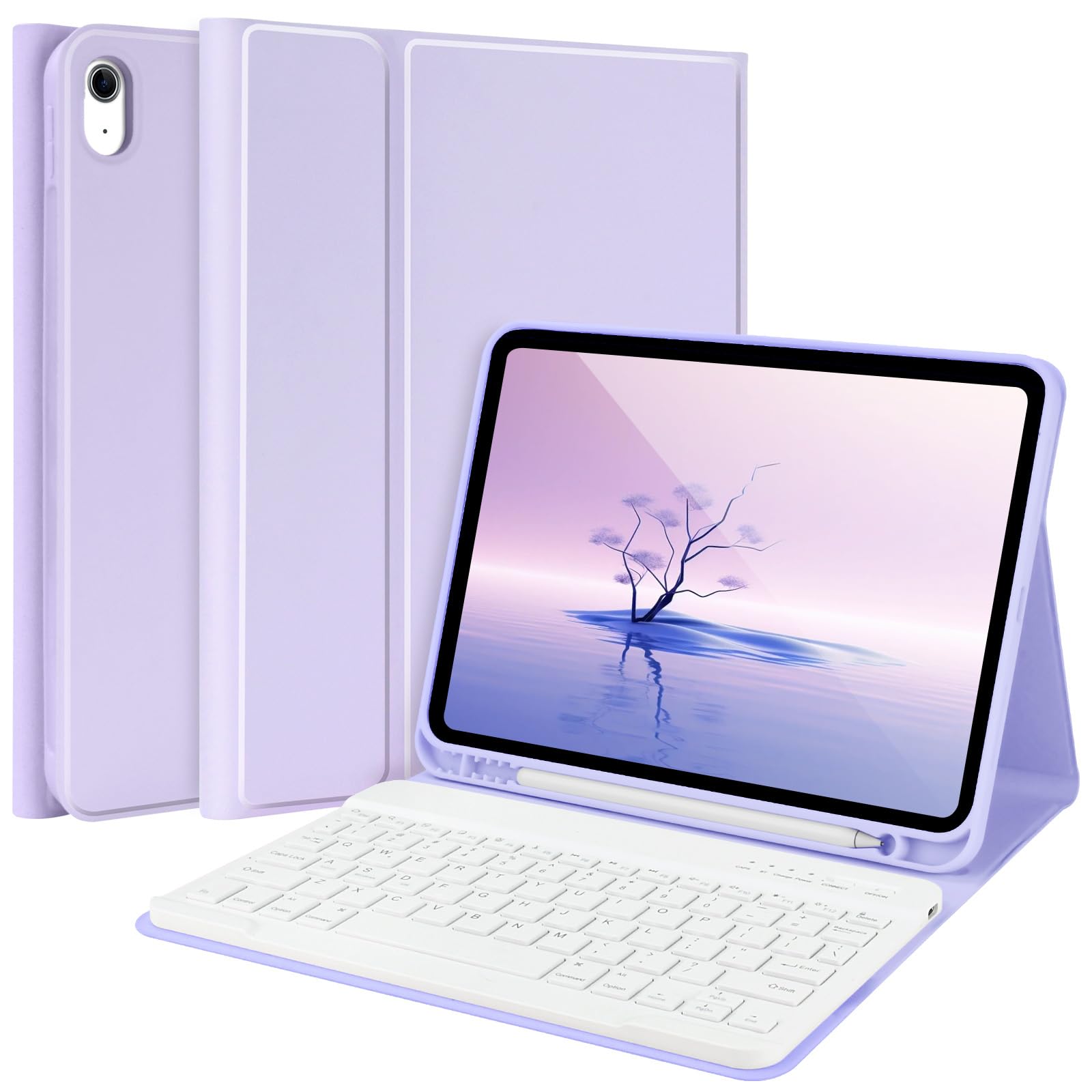 TQQ for iPad 10th Generation Case with Keyboard (10.9", 2022) & iPad (A16) 11th Gen (11", 2025) - Magnetic Wireless Detachable Keyboard, Stand Folio Cover with Pencil Holder, Thin & Light (Purple)