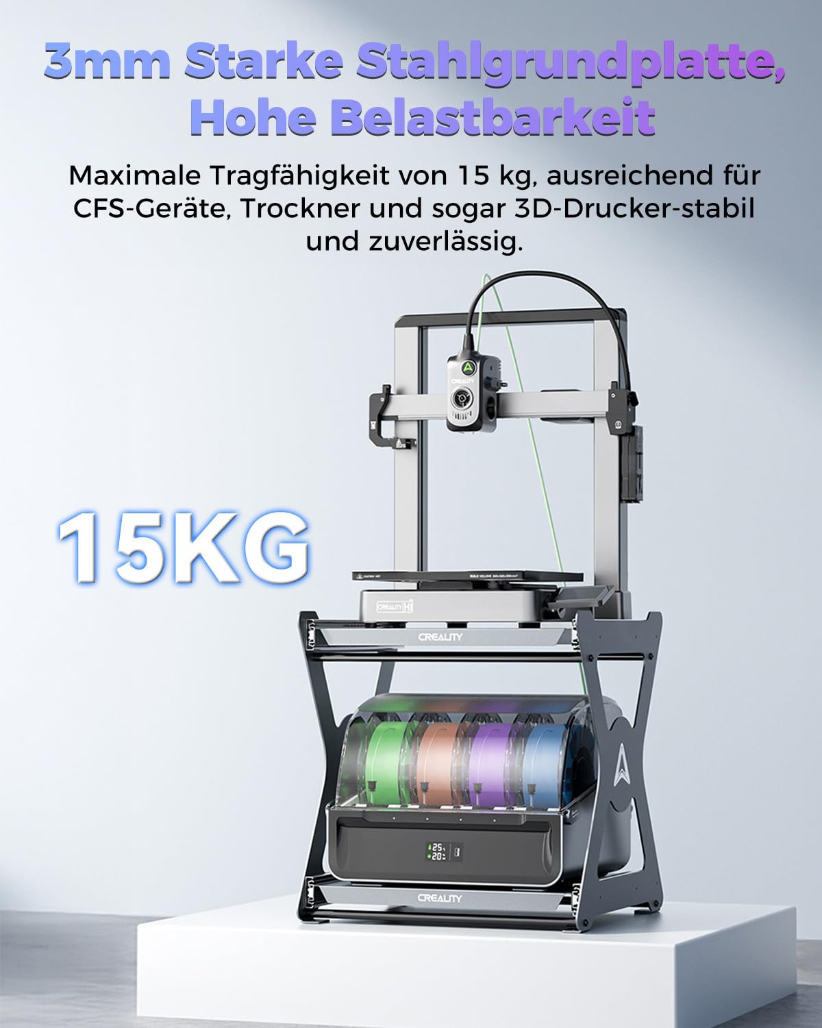 Creality CFS Arbeitsständer, Platzsparend, Zweilagiges Ausziehdesign, Tragkraft Bis Zu 15 kg, Metalldämpfungsschienen,Eloxiert, Geeignet Für Drucker, Trockenboxen, CFS, Arbeitsständer Für 3D-Druck