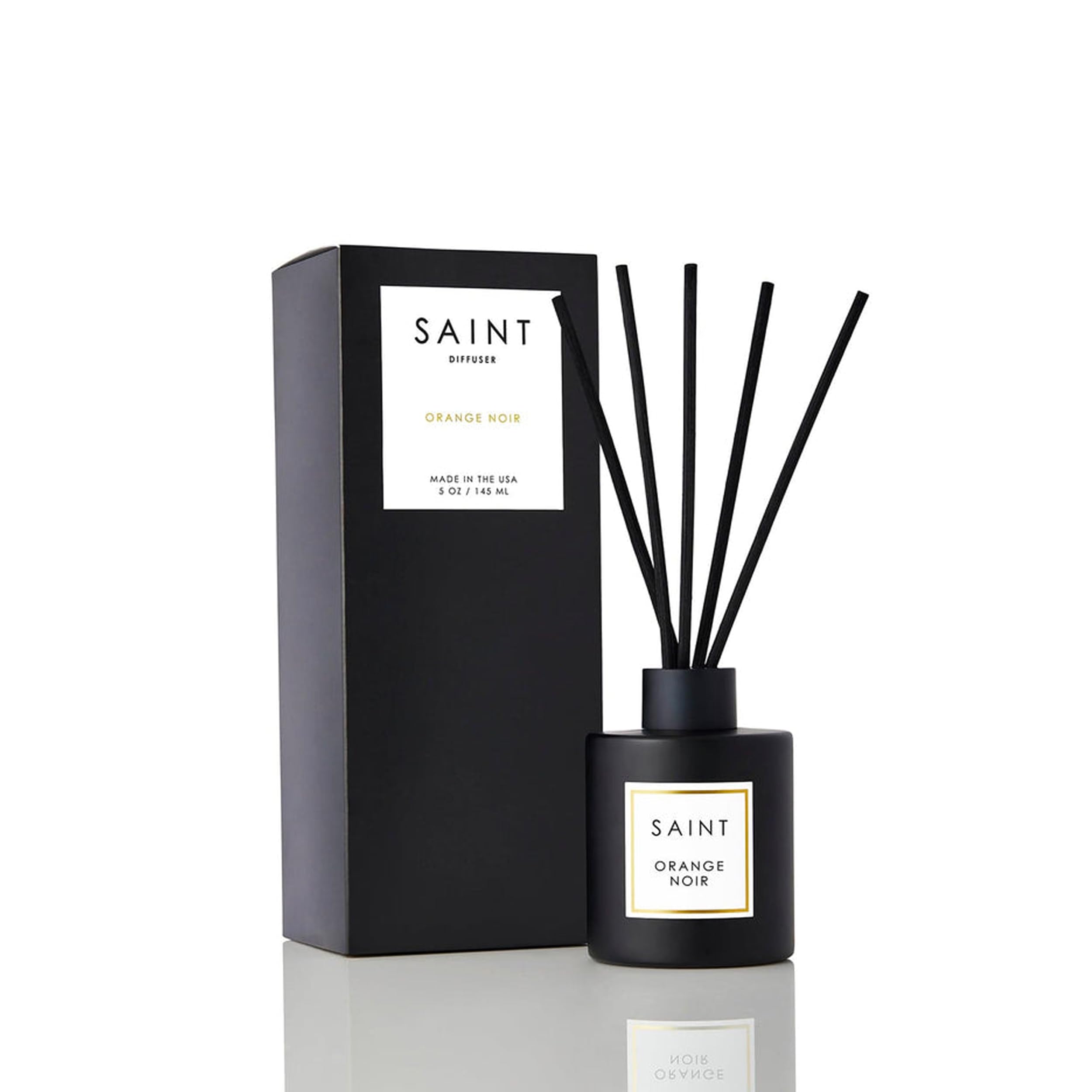 SAINT Reed Diffuser, Aromatherapy Diffuser Set with Scent Diffuser Sticks, Long-Lasting Oil Diffuser in Matte Black Glass Jar, Aroma Diffuser for Home