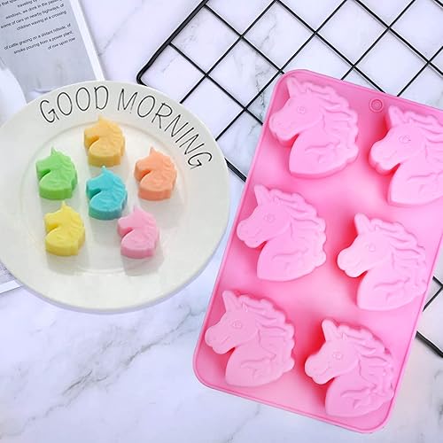Miniatura 4 de Molde de silicona de unicornio para crayones de caballo, molde de silicona para bombas de baño de unicornio, moldes para jabón, dulces, chocolate,