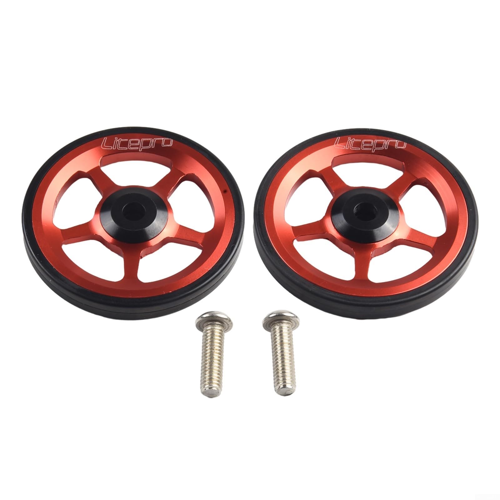 Lightweight Aluminum Easy Wheel for Brompton Bikes, Sealed Bearing Push Roller, 60mm for modification Accessory(red)