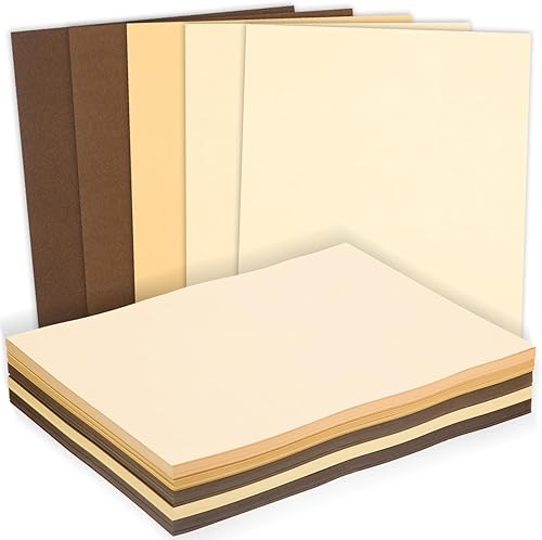 MixTeach 240 hojas de papel de cartulina marrón surtido de 8.5 x 11 pulgadas, papel de estraza imprimible de 65 libras para álbumes de recortes con