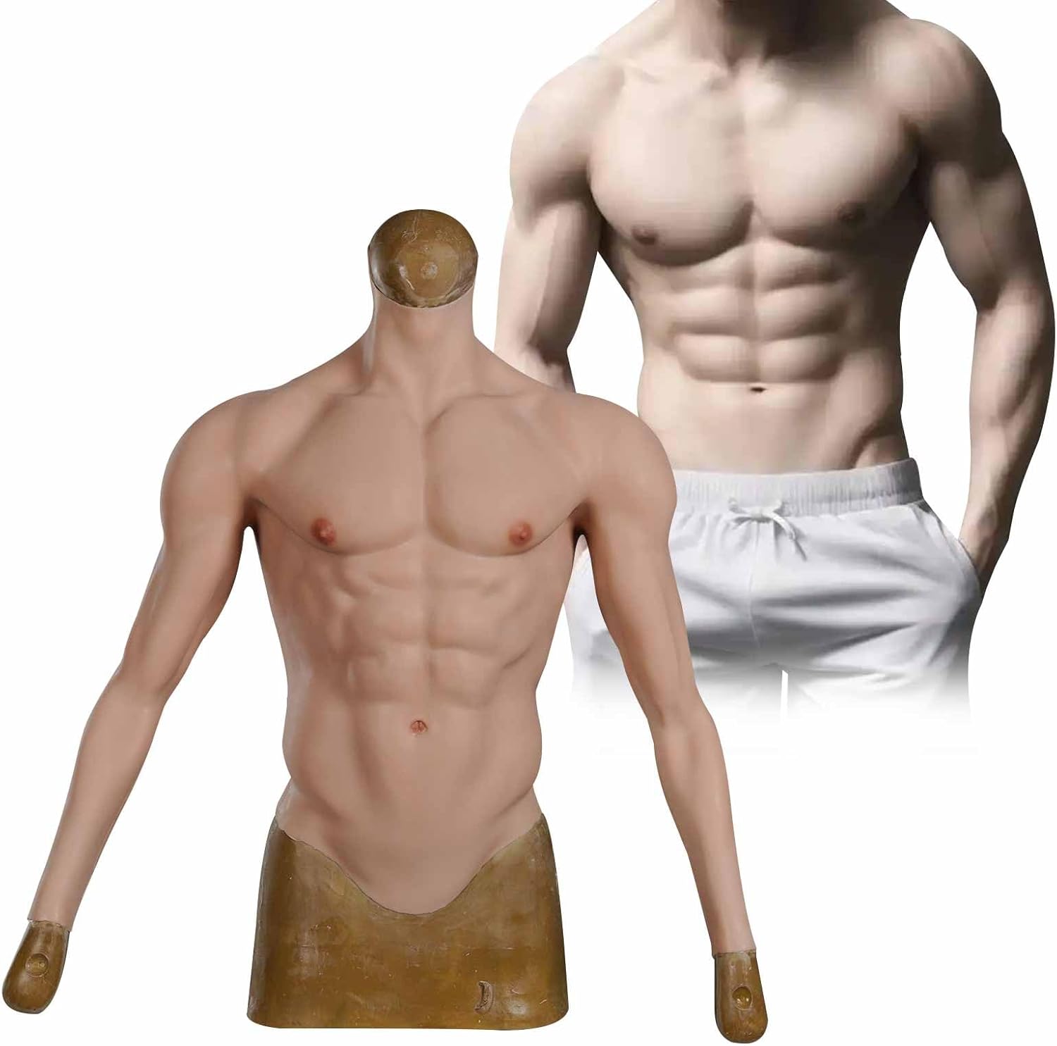 Silicone Muscle Suit Long Sleeve Simulation Muscle Fake Chest Bodysuit Costume Shaper Stronger for Cosplay