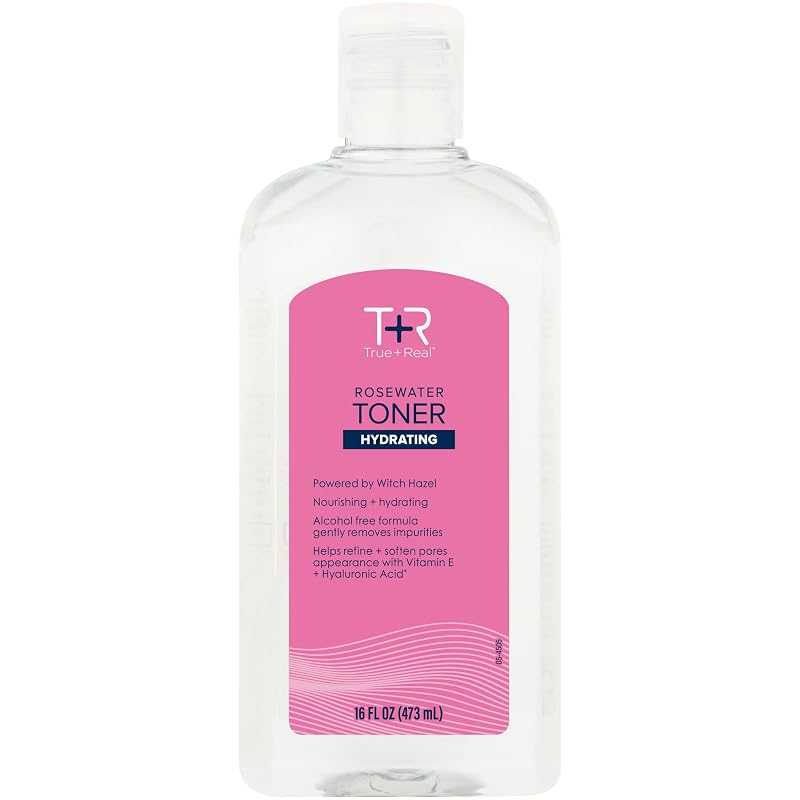 True+Real Tônico facial de água de rosas, 473 mL