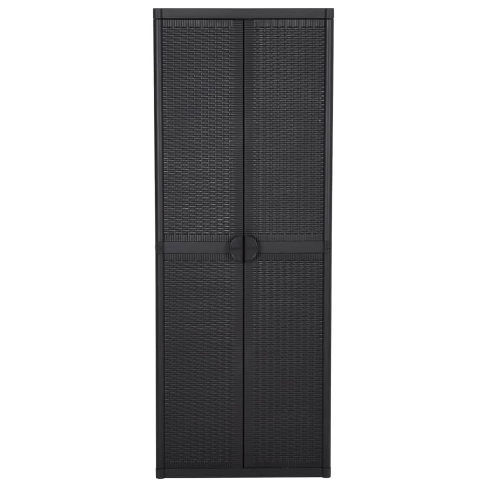 Homgoday Armario de polipropileno con soporte para escobas y 4 estantes, color negro, 65 x 45 x 172 cm Model151238