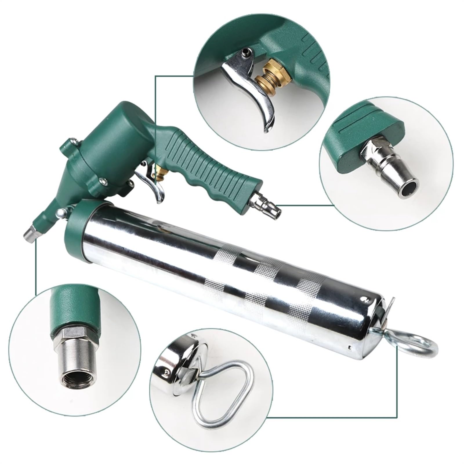 Boquilla Bomba de Engrase Pistola de engrase neumática de 400CC Pistola de engrase de Bomba de compresor neumático portátil Bomba de Engrase