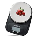 NUTRI FIT Digital Food Scale Small Kitchen Scales Weight in Grams and OZ for Cooking Baking Weight Loss, Stainless Steel Tare & Backlit LCD Display, Black