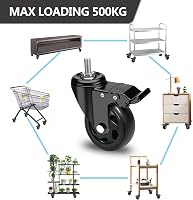 RRIUTO Bútor Görgő Fékes 100mm M10x30 500kg Teherbírás 4db Forgó Görgő 7