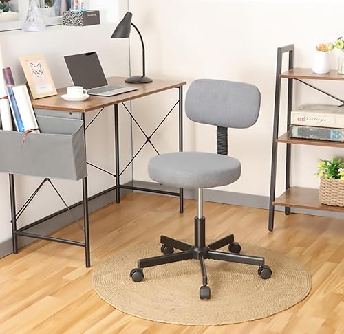 Miniatura 6 de JJS Silla de computadora tapizada con respaldo bajo, ergonómica, ajustable, giratoria, pequeña, para oficina en casa, con almohadilla de cojín de