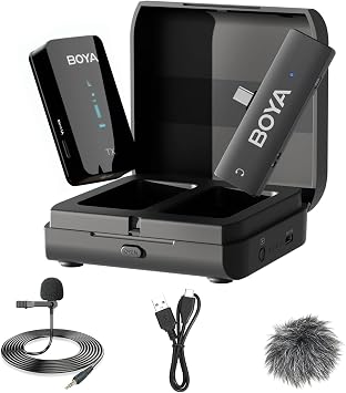 ميكروفون BOYA اللاسلكي Lavalier لأجهزة Type-C ، ميكروفون BY-XM6-K5 Plug-Play مع نطاق 328 قدمًا لتسجيل فيديو هاتف USB-C Android ، مقابلة ، Vlog ، Tiktok ، Auto Pair and Noise Reduction