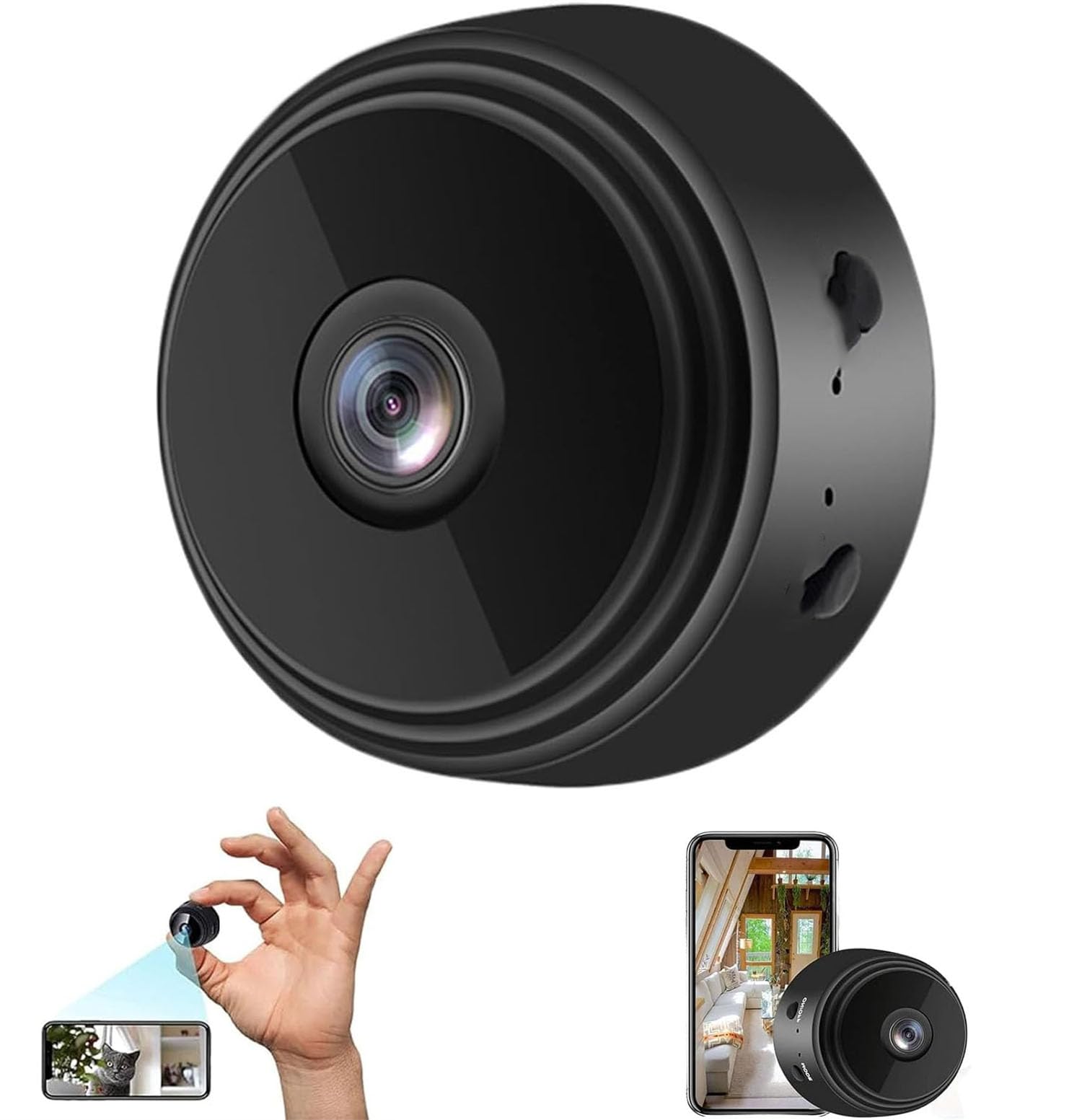 Cámara Secretscope, Mini Cámaras de Seguridad Magnéticas, Cámara de Seguridad Mini Secretscope, Cámara WiFi Exterior Inalámbrica, Mini Monitor Sin Cables con Función de Visión Nocturna para Hogar y