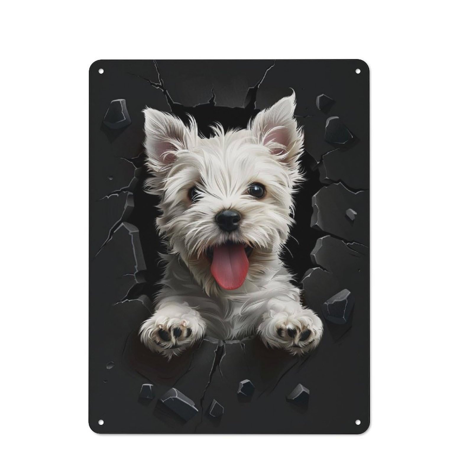 Junmoney West Highland Terrier Dog Printed Metal Sign 40X30cm For Guest Room Or Hallway, Suited To Home Decor Collectors