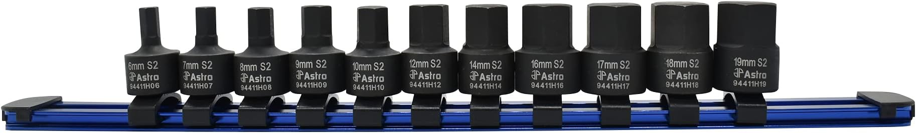 Astro Pneumatic Tool 94411M 11-Piece 3/8" Drive Nano Impact Metric Hex Bit Sockets