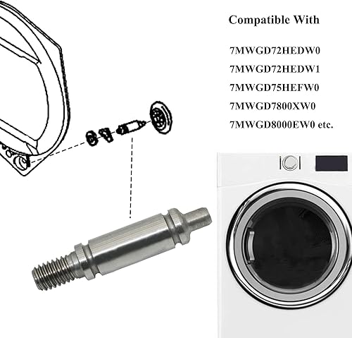 Miniatura 5 de W10359271 Eje de rodillo de soporte de tambor delantero para secadora, reemplaza para WPW10359271, 1878662, AP6020388, 387460, 3399508, 8575324,